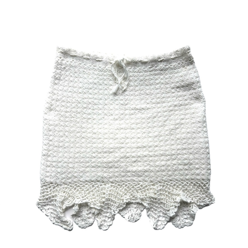 Handmade Crochet Mini Skirt in Ivory White